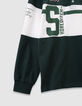 Boys’ green long-sleeved polo shirt, print and embroidery-7