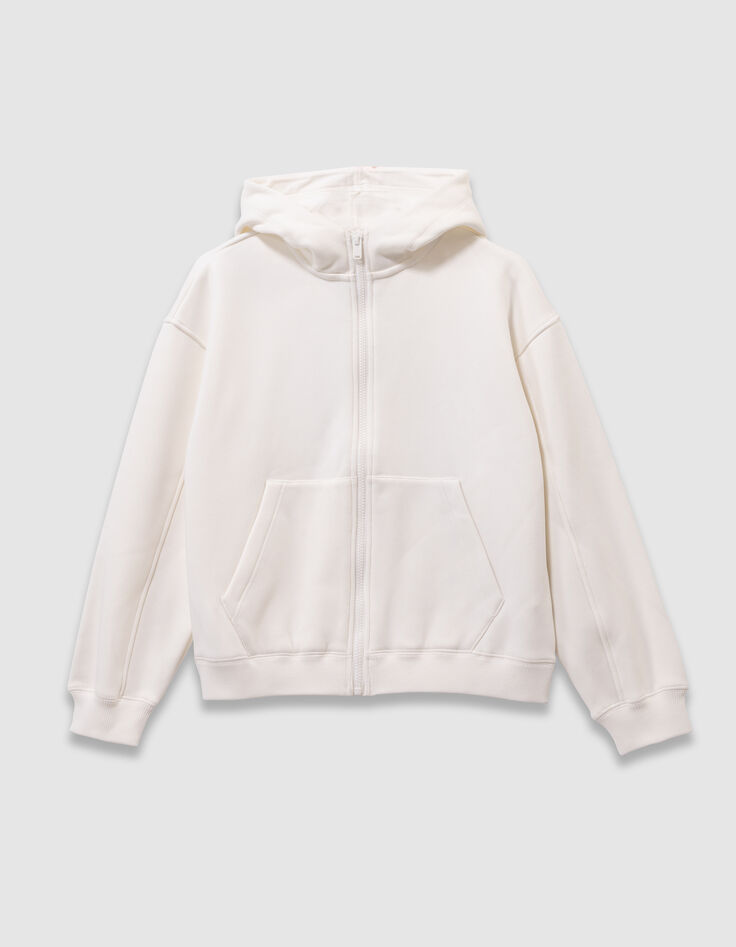 Cardigan à capuche 2-en-1 écru et gilet sans manches fille-4