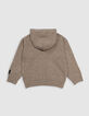Pull camel tricot badge K broderie bouclette garçon-3