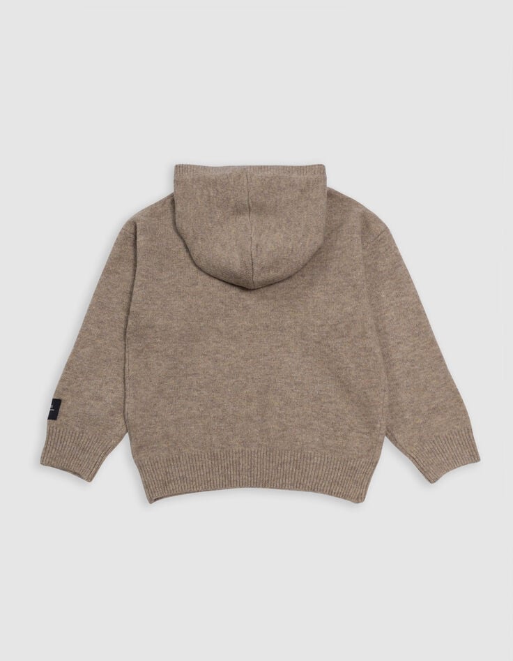 Pull camel tricot badge K broderie bouclette garçon-3