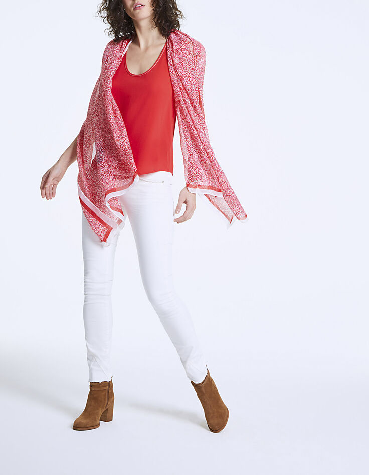 Top de crepé rojo pespunte joya cuello mujer-6