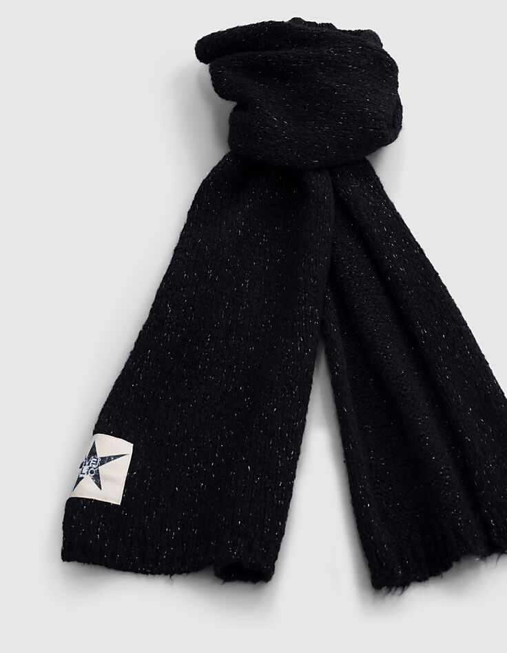 Set bonnet et écharpe en tricot noir métallisé femme-2