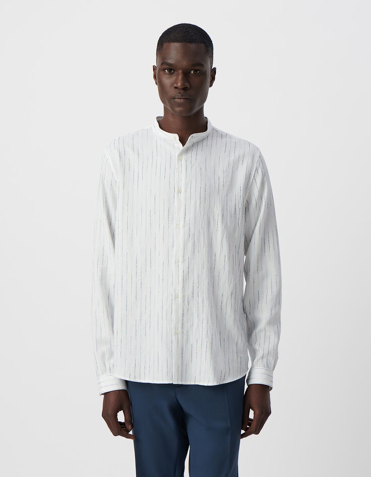 Camisa REGULAR blanca bordados rayas tormenta hombre-2