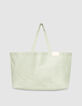 Sac cabas vert toile motif rayures transat-1