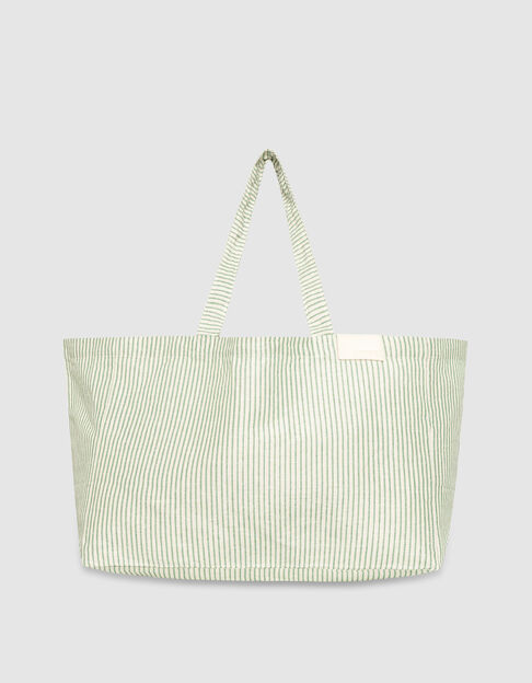 Sac cabas vert toile motif rayures transat - IKKS