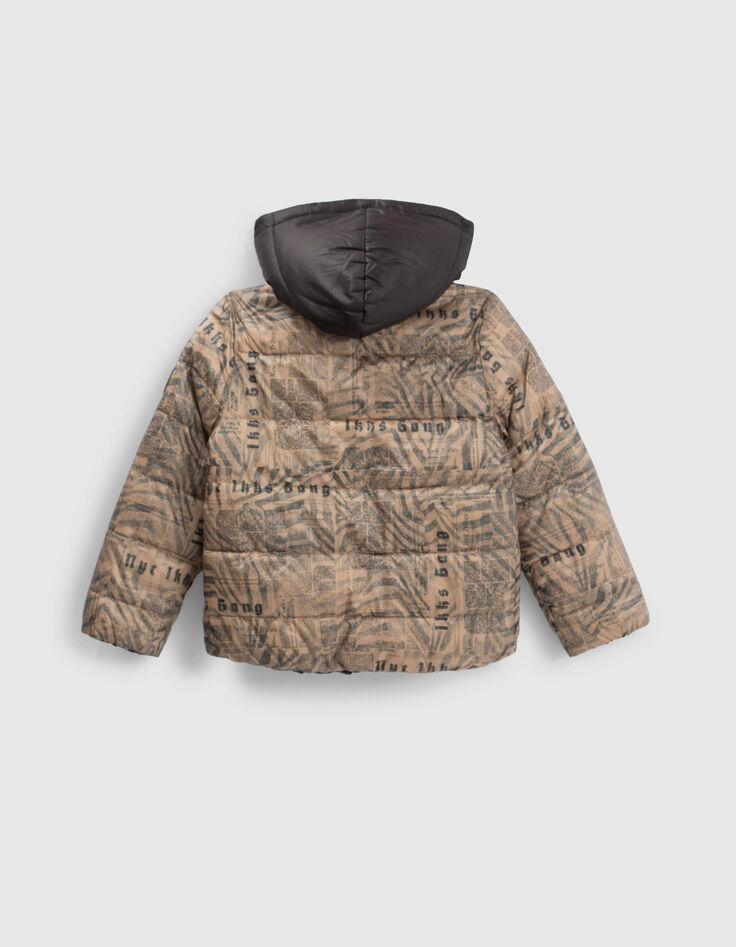 Boys’ mocha print/black reversible padded jacket-7