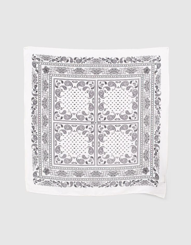 Girls&rsquo; off-white Paisley print satiny square scarf-4