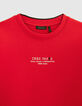 Sudadera de niño de forro polar rojo con mensaje bordado-2
