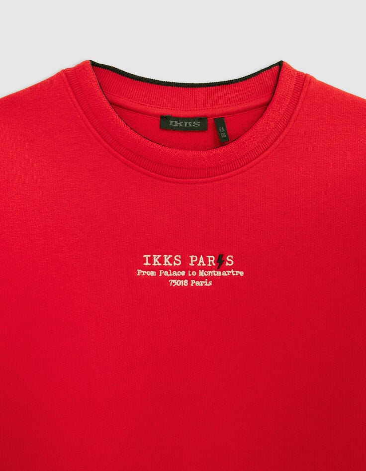 Sudadera de niño de forro polar rojo con mensaje bordado-2 Sudadera de niño de forro polar rojo con mensaje bordado-2