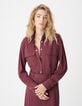 Bordeauxrode gebreide shirtjurk voor dames met riem-2
