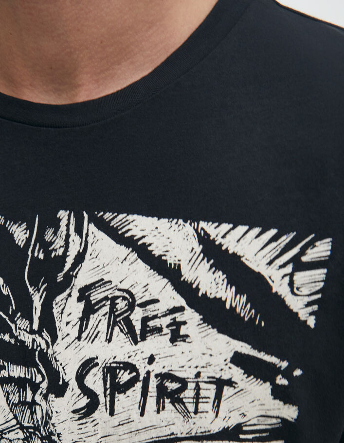 Schwarzes Herren-T-Shirt mit Rocker-Tattoo-Print - IKKS
