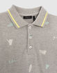 Boys’ grey marl all-over embroidery polo shirt-2