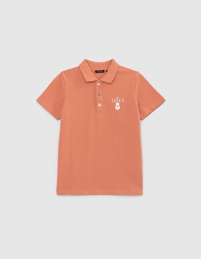 Polo terracotta coton bio brod&eacute; guitare gar&ccedil;on - IKKS