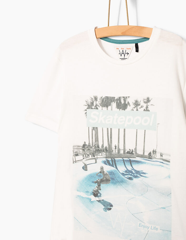Boys' off-white Skatepool T-shirt  - IKKS