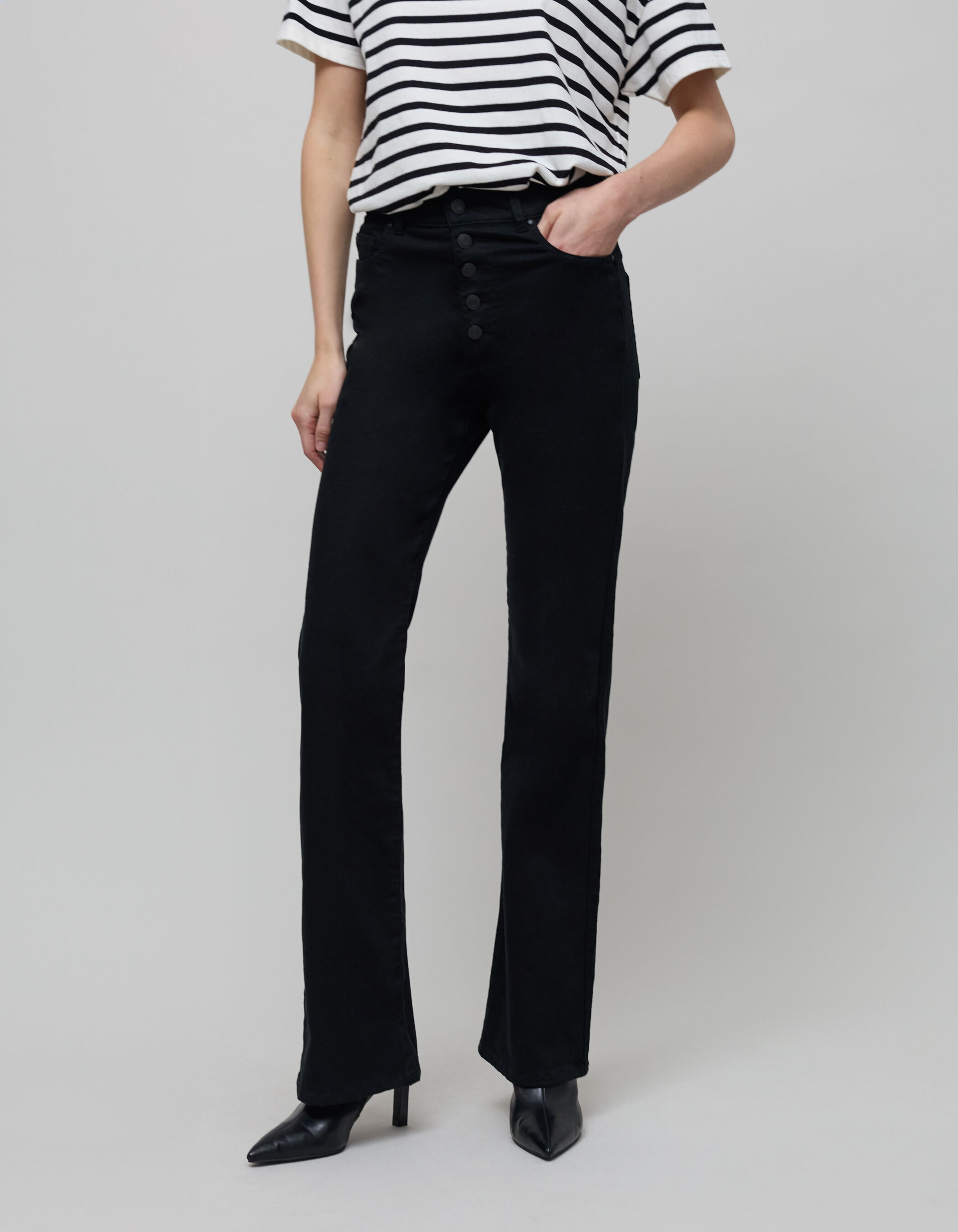 Jean flare noir taille haute Waterless Femme IKKS