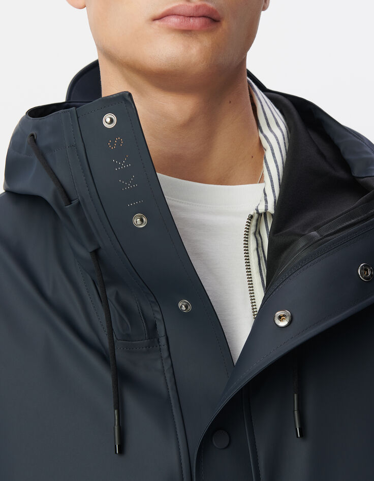 Parka marine nylon gomme à capuche Homme-4