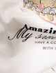 Girls’ ecru organic cotton T-shirt with cake image-7