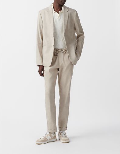 Men&rsquo;s beige linen blend suit jacket - IKKS