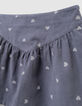Korte blauwe fluwelen rok hartmotief meisjes-4
