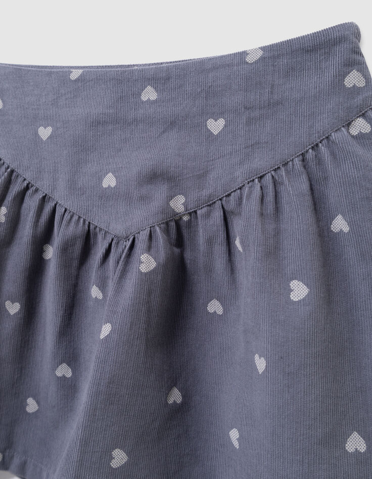 Korte blauwe fluwelen rok hartmotief meisjes-4