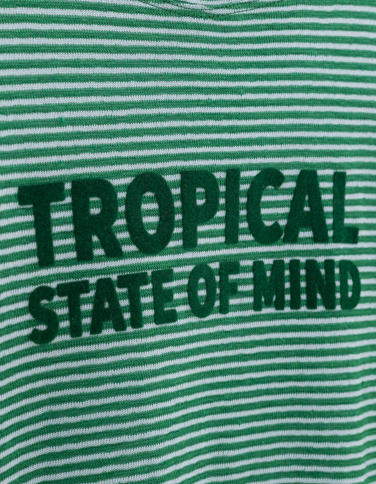 Tee-shirt marini&egrave;re vert message flocage velours Femme-2