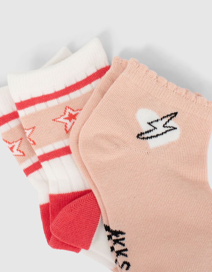 Rosa und weiße Mädchensocken-2