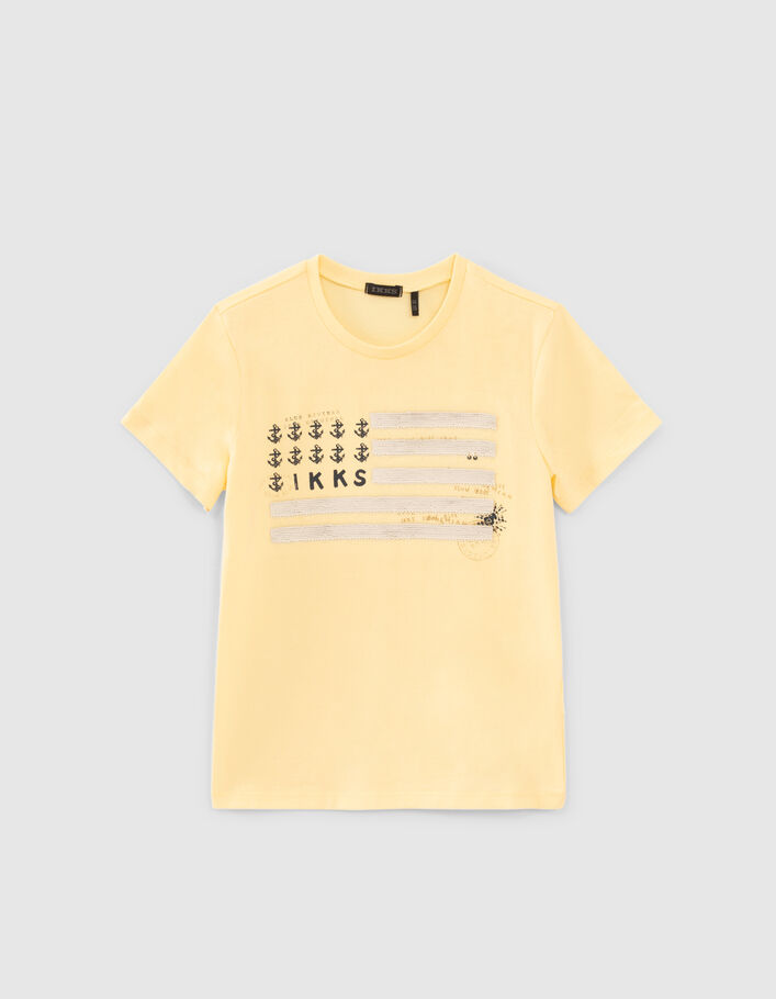 T-shirt jaune coton bio sequins réversibles - IKKS