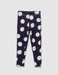 Girls’ navy XL polka dot and ribbed reversible leggings-1