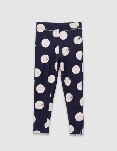 Girls’ navy XL polka dot and ribbed reversible leggings - IKKS