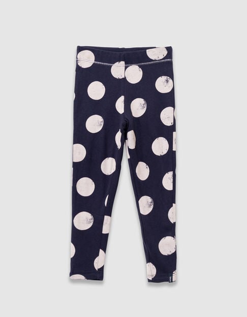 Girls’ navy XL polka dot and ribbed reversible leggings - IKKS