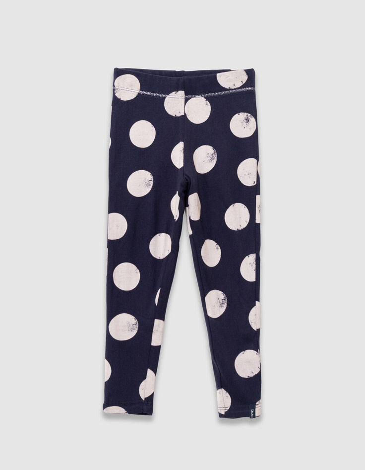 Girls’ navy XL polka dot and ribbed reversible leggings-1