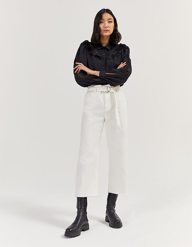 Jean ancho blanco high waist cinturón mujer-1