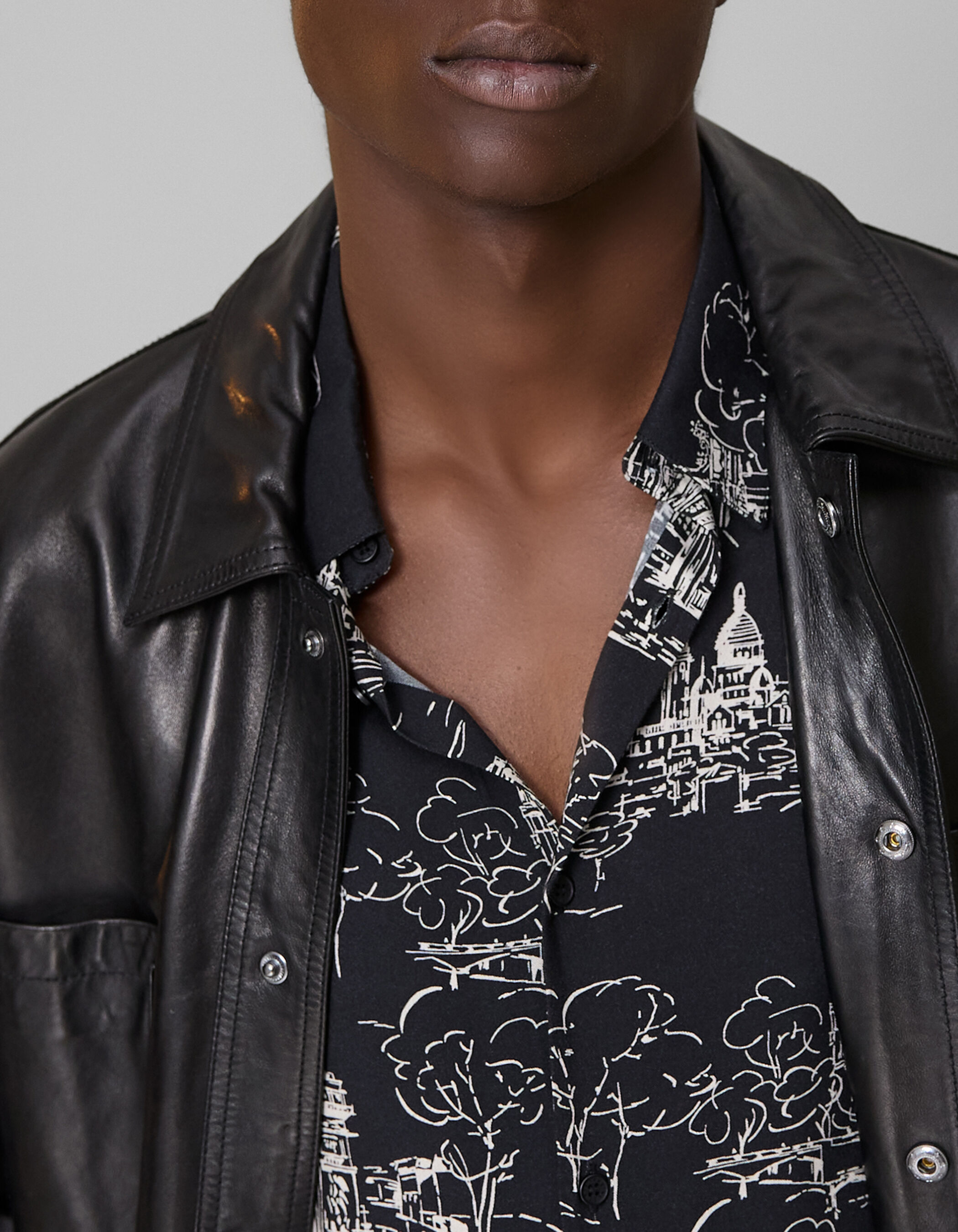 Pure Edition - Men's black leather overshirt jacket