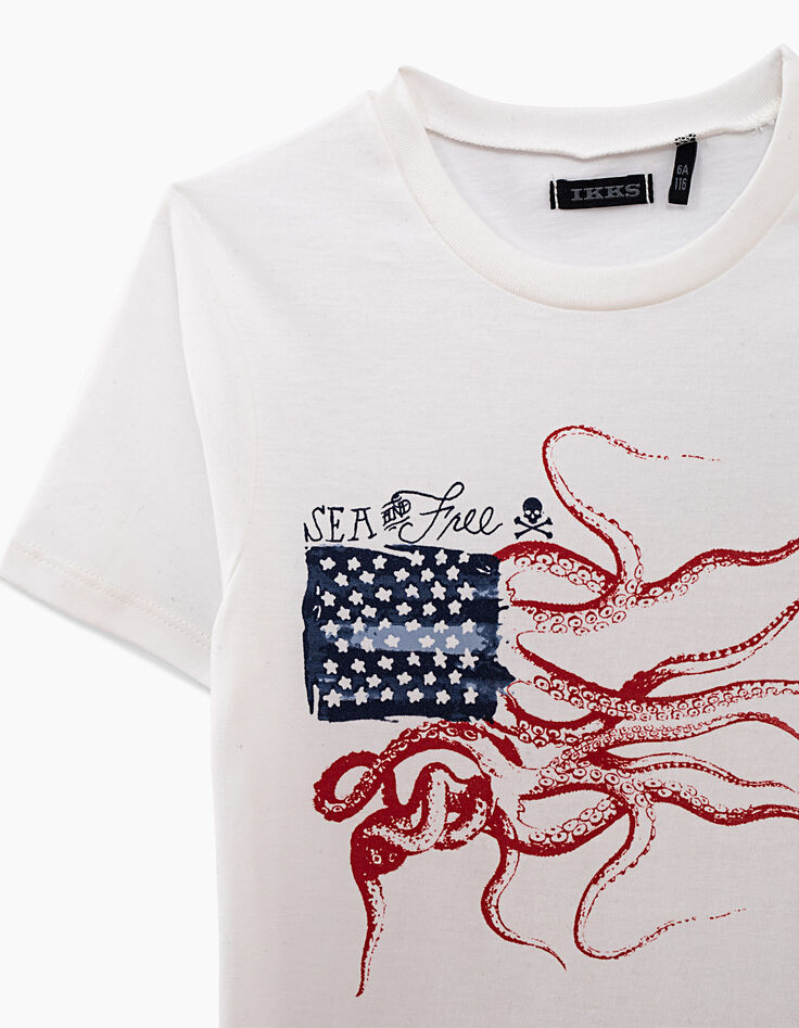 Camiseta blanco roto con pulpo niño -4