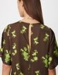 Top fluide marron imprim&eacute; tachiste flou Femme-6