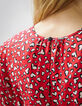Women’s heart print midi dress with lace-5