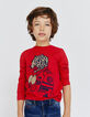 Tee-shirt rouge tigre et stickers amovibles garçon-1