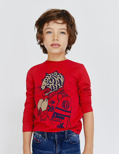 Rood T-shirt met patches - IKKS