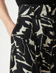 Pantalon fluide noir imprimé fleurs zébré Femme-4