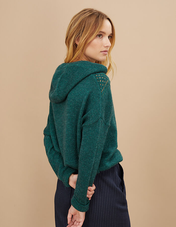 I.Code duck green knit hooded sweater