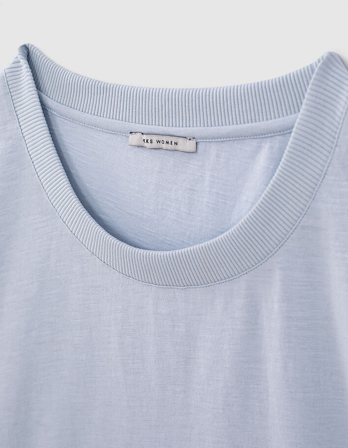 Women’s light blue cotton T-shirt, embroidered lightning - IKKS