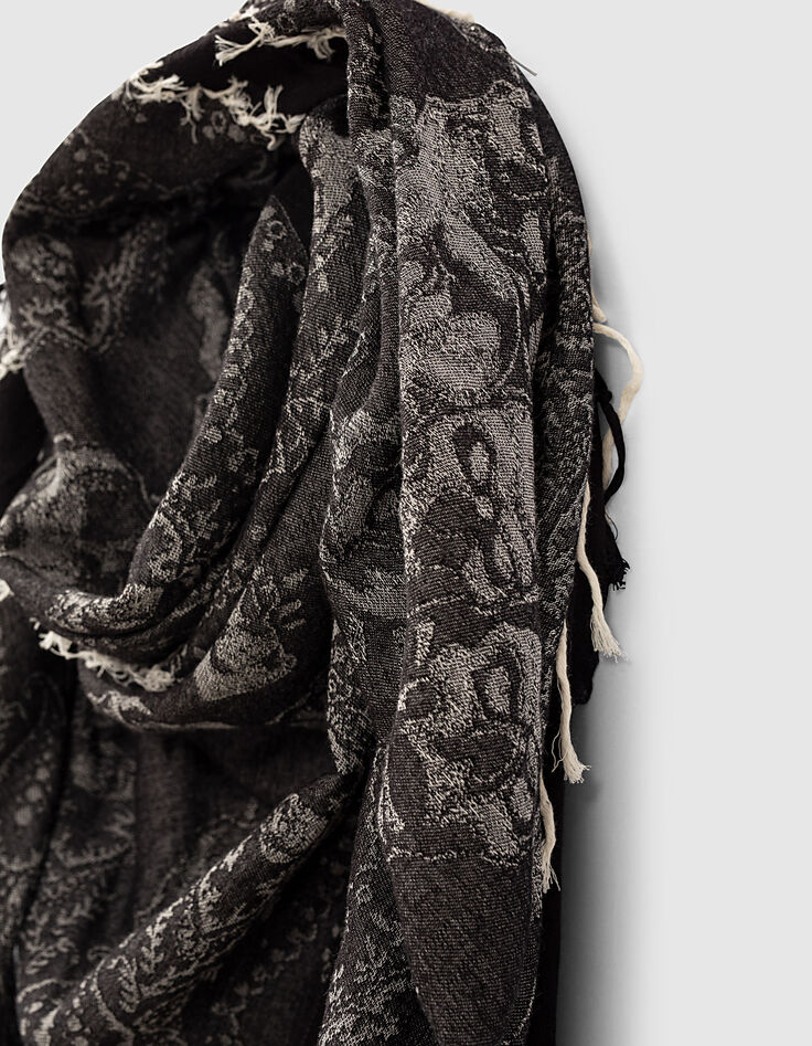 Men’s black bandana and skull motif scarf-4