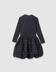 Girls’ black tweed-look mixed-fabric dress-2