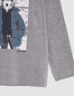 Grey organic cotton t-shirt visual boy wolf-doudoune-4