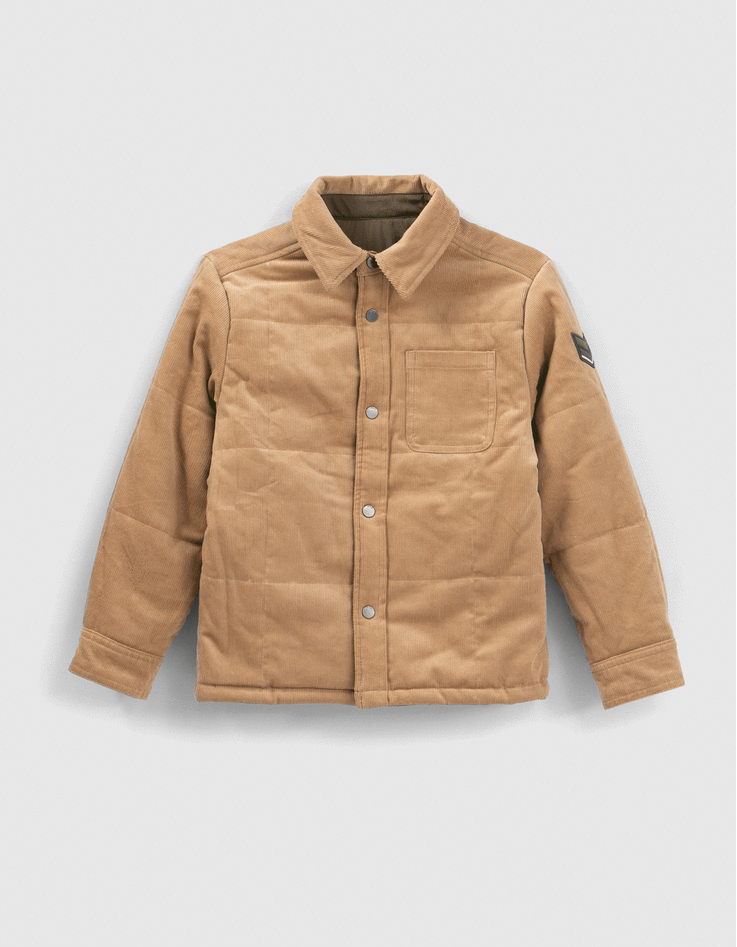 Chaqueta reversible caqui y camel terciopelo niño-1