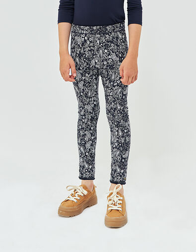 Leggings réversible navy imprimé tattoos et uni fille - IKKS