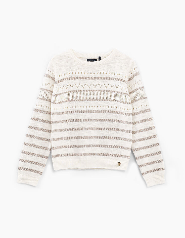 Jersey crudo tricot rayas y calado niña-2