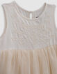 Robe-tutu écrue bi-matière brodée fille-2