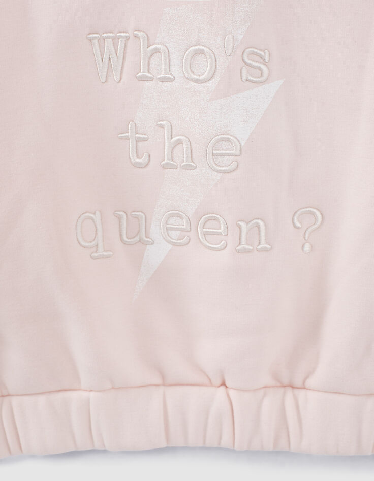 Lichtroze sweater met rivetten, geborduurde tekst meisjes-4
