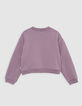 Sweat lilas message velours floqué bleu fille-4